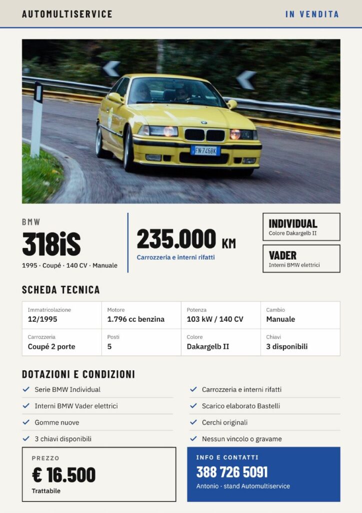 Scheda vendita BMW 318iS Individual – 1995